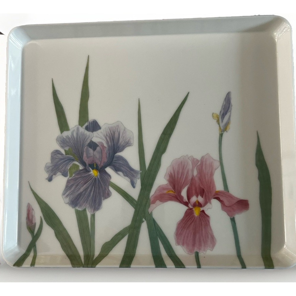 Design Imports Ltd Melamine Iris Flower Serving Tray Made in Italy Vintage